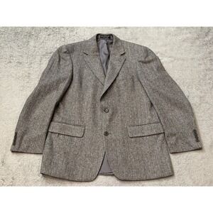 Chereskin Mens Camel Hair Blend Herringbone Sport Coat Blazer Grey Black 44L